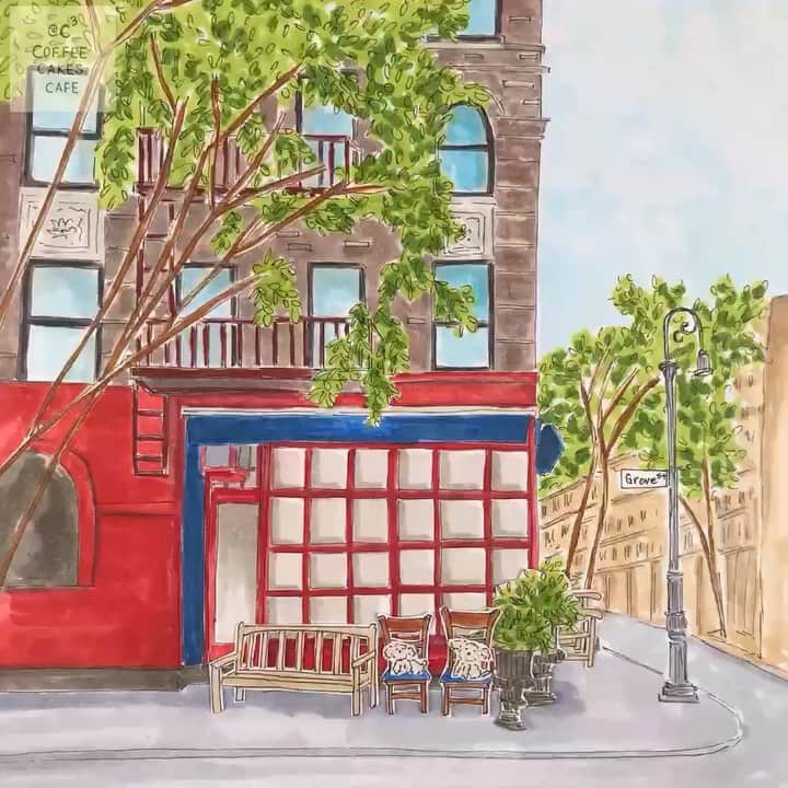 のインスタグラム：「Did you hear?! @littleowlnyc is now open for breakfast!! I took a peek at their brunch menu and the “Nutella beignets with raspberry sauce told me to come over NOW!!” 😄 I’m so excited !! Brunch is literally my favorite meal of the day and this city can never have too many brunch spots! It’s the best to wake up, walk a block or two and grab breakfast!! Enjoy the weekend everyone!! 🍴😊 (💙zoom in...you can see the two little doggies!) . . . . . . @littleowlevents #stopmotion #stopmotionanimation #picame #facades #facadelovers #coffeecakescafe #prettycitynewyork #newforkcity #cafevibes #makemoments #theshopkeepers #travelerinnewyork #onlyinnewyork #calledtobecreative #creativelifehappylife #makingmagic #framebyframe #newyorklife #newyork_ig #newyork_instagram #westvillage #urbansketchers #paperart #made_in_ny #nycgo #loves_nyc #what_i_saw_in_nyc #coffeeshopcorners #greenwichvillage」