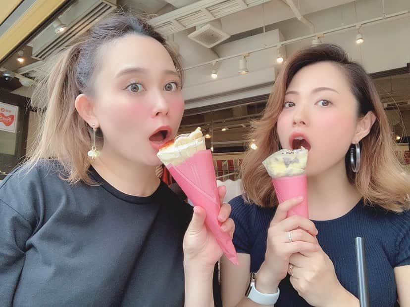 本田しおりのインスタグラム：「えりと妊婦🤰会♡ マジスパ美味しかった♡  妊婦の食後のデザートは 暗黙の了解😏」