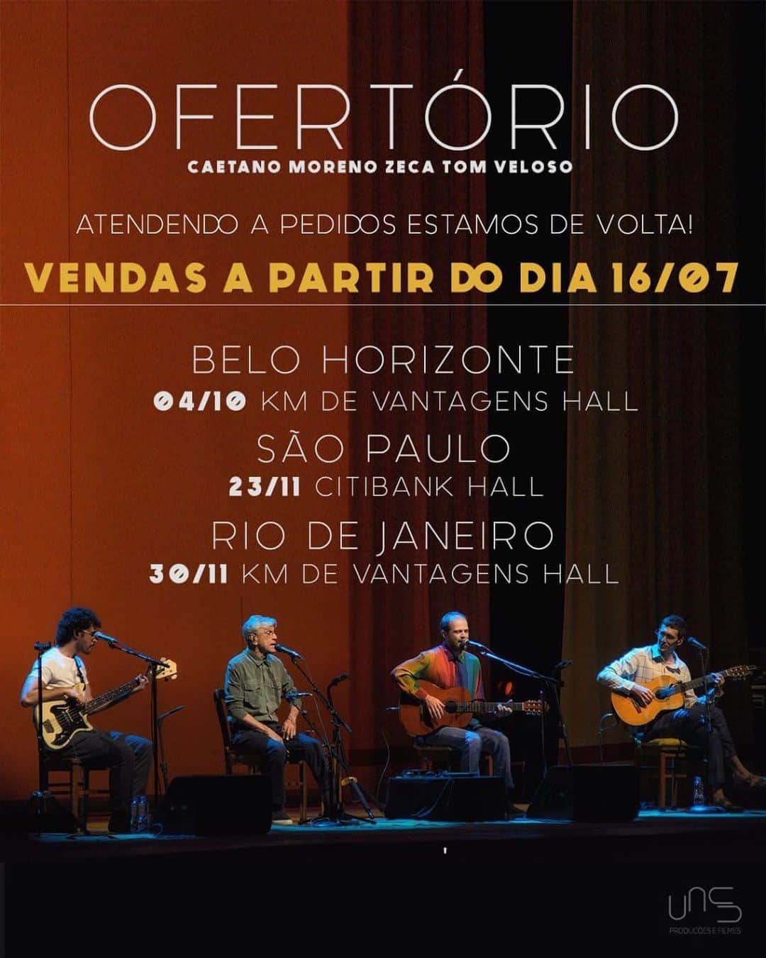 カエターノ・ヴェローゾさんのインスタグラム写真 - (カエターノ・ヴェローゾInstagram)「A pedidos: NOVAS DATAS para o show #Ofertório no Brasil 🇧🇷 #BeloHorizonte, #SãoPaulo e #RioDeJaneiro ✨❤️ Ingressos à venda a partir do dia 16/07. Fiquem ligados!! 😉👈🏾 ⠀⠀⠀⠀⠀⠀⠀⠀⠀ Agenda completa: 🗓13/07 - Taormina 🗓16/07 - Genova 🗓19/07 - Florença 🗓22/07 - Fasano 🗓12/09 - Bogotá (Em breve) 🗓14/09 - Barranquilla 🗓16/09 - Medellín 🗓20/09 - Buenos Aires 🗓22/09 - Rosário (Em breve) 🗓24/09 - Montevideu 🗓26/09 - Santiago do Chile 🗓04/10 - Belo Horizonte (A partir de 16/07) 🗓23/11 - São Paulo (A partir de 16/07) 🗓30/11 - Rio de Janeiro (A partir de 16/07) ⠀⠀⠀⠀⠀⠀⠀⠀⠀ #CaetanoVeloso #CaetanoMorenoZecaTomVeloso #UnsProduções」7月13日 20時45分 - caetanoveloso