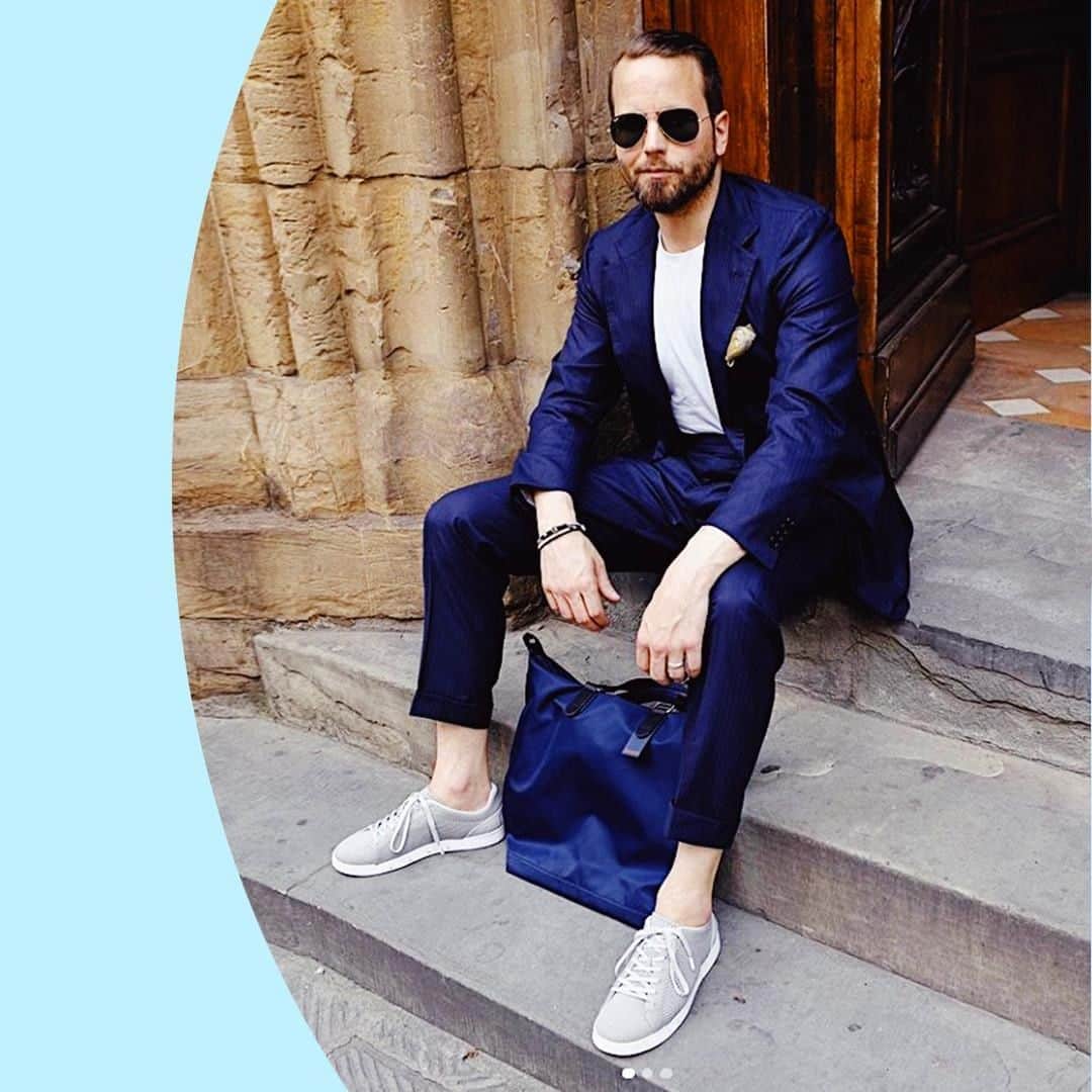 スイムズのインスタグラム：「Suit up in our Breeze Tennis Knit Sneakers	⠀ #SS19 #menswear #summerstyle #sneakers	⠀ 📷: @erikmannby」