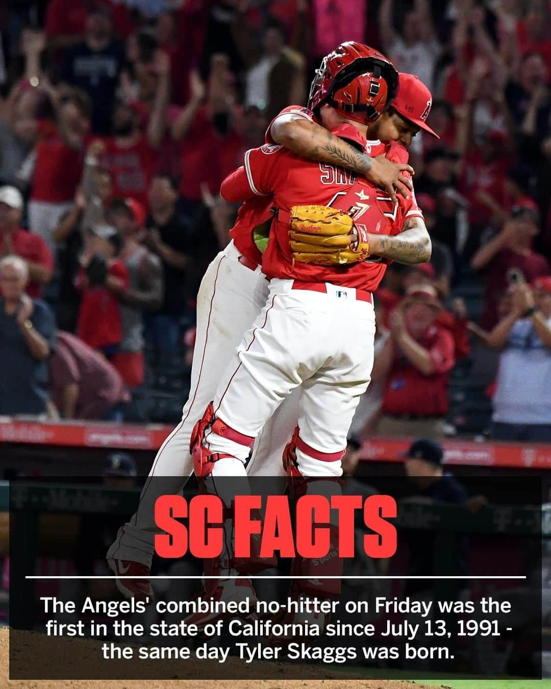 スポーツセンターさんのインスタグラム写真 - (スポーツセンターInstagram)「The @angels' combined no-hitter reps Tyler Skaggs in a number of ways 🤯 #SCFacts (via @statsbystats)」7月14日 0時11分 - sportscenter