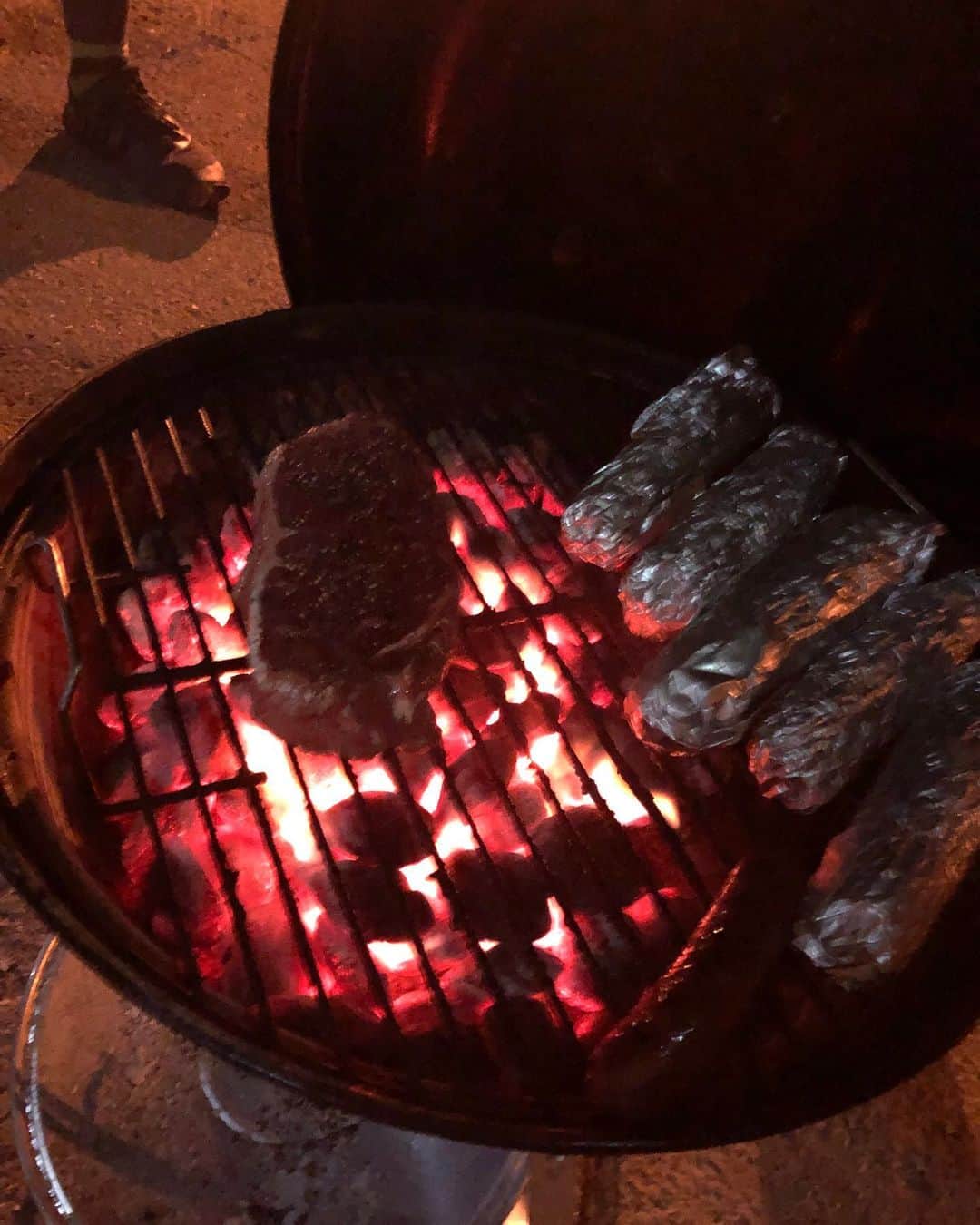 Jimmy Eat Worldのインスタグラム：「Sometimes we cookout after the show. Last night we cooked up some elote, dogs, brats, steak, grilled cheese. Thanks to the @washedupemo and @rarariot for hanging and helping drink these miller lights. Also shout out to our future sponsors @kingsford @weber @yeti Photos by @tommullen」