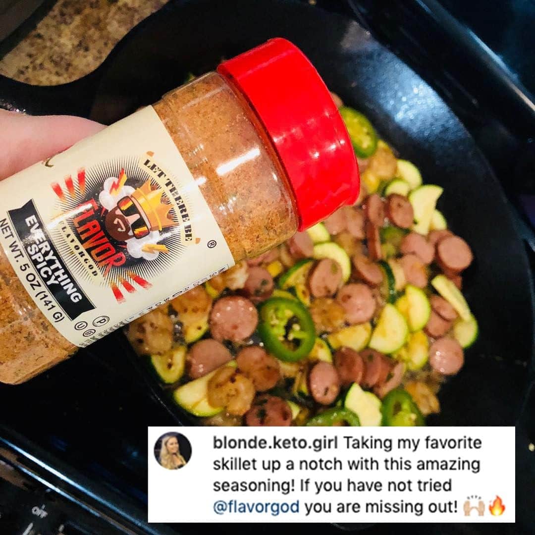 Flavorgod Seasoningsさんのインスタグラム写真 - (Flavorgod SeasoningsInstagram)「#FLAVORGOD CUSTOMER REVIEW 😃👍🏻⁠ -⁠ Build Your Own Bundle Now!!⁠ Click the link in my bio @flavorgod ✅www.flavorgod.com⁠ -⁠ Review by blonde.keto.girl Thank you so much!⁠ -⁠ FREE SHIPPING on ALL orders of $50.00+ in the US!⁠ -⁠ Flavor God Seasonings are:⁠ 💥 Zero Calories per Serving ⁠ 🙌 0 Sugar per Serving⁠ 🔥 KETO & PALEO⁠ 🌱 GLUTEN FREE & KOSHER⁠ ☀️ VEGAN-FRIENDLY ⁠ 🌊 Low salt⁠ ⚡️ NO MSG⁠ 🚫 NO SOY⁠ 🥛 DAIRY FREE *except Ranch ⁠ 🌿 All Natural & Made Fresh⁠ ⏰ Shelf life is 24 months⁠ -⁠ -⁠ #food #foodie #flavorgod #seasonings #glutenfree #mealprep  #keto #paleo #vegan #kosher #breakfast #lunch #dinner #yummy #delicious #foodporn」7月14日 1時01分 - flavorgod