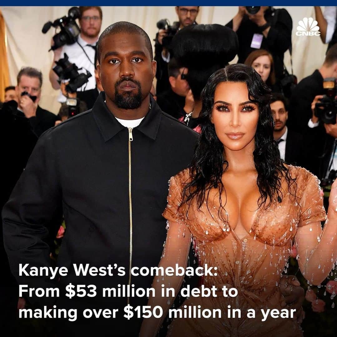 CNBCさんのインスタグラム写真 - (CNBCInstagram)「In 2016, rapper Kanye West made headlines when he begged Facebook CEO Mark Zuckerberg via Twitter to invest $1 billion into his "ideas," because he was personally $53 million in debt.⁠ ⁠ West never got that billion from Zuckerberg (though they apparently became friends and did karaoke together), but it appears West has now healed his own financial woes: His apparel brand Yeezy is a billion-dollar empire, according to Forbes, and over the past 12 months, Forbes estimates West has earned over $150 million (pretax). His income is due largely to Yeezy's Adidas deal, a line that is expected to top $1.5 billion in sales in 2019.⁠ ⁠ The rapper-turned-designer negotiated an unheard of 15% royalty on the wholesale price of his sneakers with the German shoemaker Adidas, plus a marketing fee, after he brought his brand over to the apparel brand from Nike in 2013, according to Forbes.⁠ ⁠ For comparison, basketball legend Michael Jordan, who's Jordan Line of sneakers still generates approximately $3 billion in annual sales for Nike, is thought to only get royalties of about 5% on sales, according to Forbes.⁠ ⁠ More on Kanye's comeback at the link in bio.⁠ ⁠ (with @cnbcmakeit)⁠ ⁠」7月14日 11時05分 - cnbc