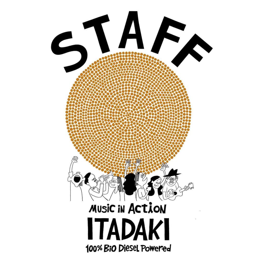 花井祐介さんのインスタグラム写真 - (花井祐介Instagram)「Staff T-shirt for Itadaki music festival. Collaboration with @goma_official @beams_official  もう終わっちゃったけど頂フェスのスタッフTをGOMAさんとコラボしてBEAMSが作りました。 GOMAさんの個展が7/15(月)まで新宿高島屋美術画廊で開催中です。」7月14日 13時13分 - hanaiyusuke