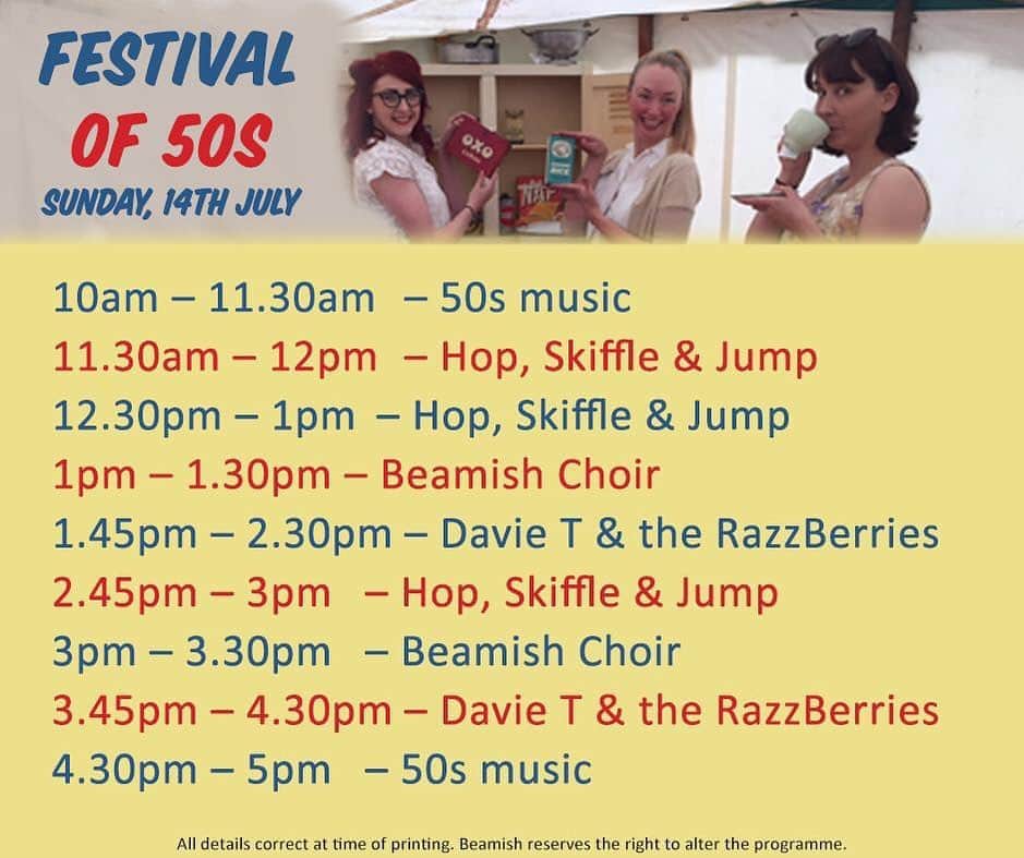 のインスタグラム：「Today is the final day of our Festival of 50s and there's a fantastic programme of music in the entertainment marquee today... #1950s #1950sFun #1950sFashion」