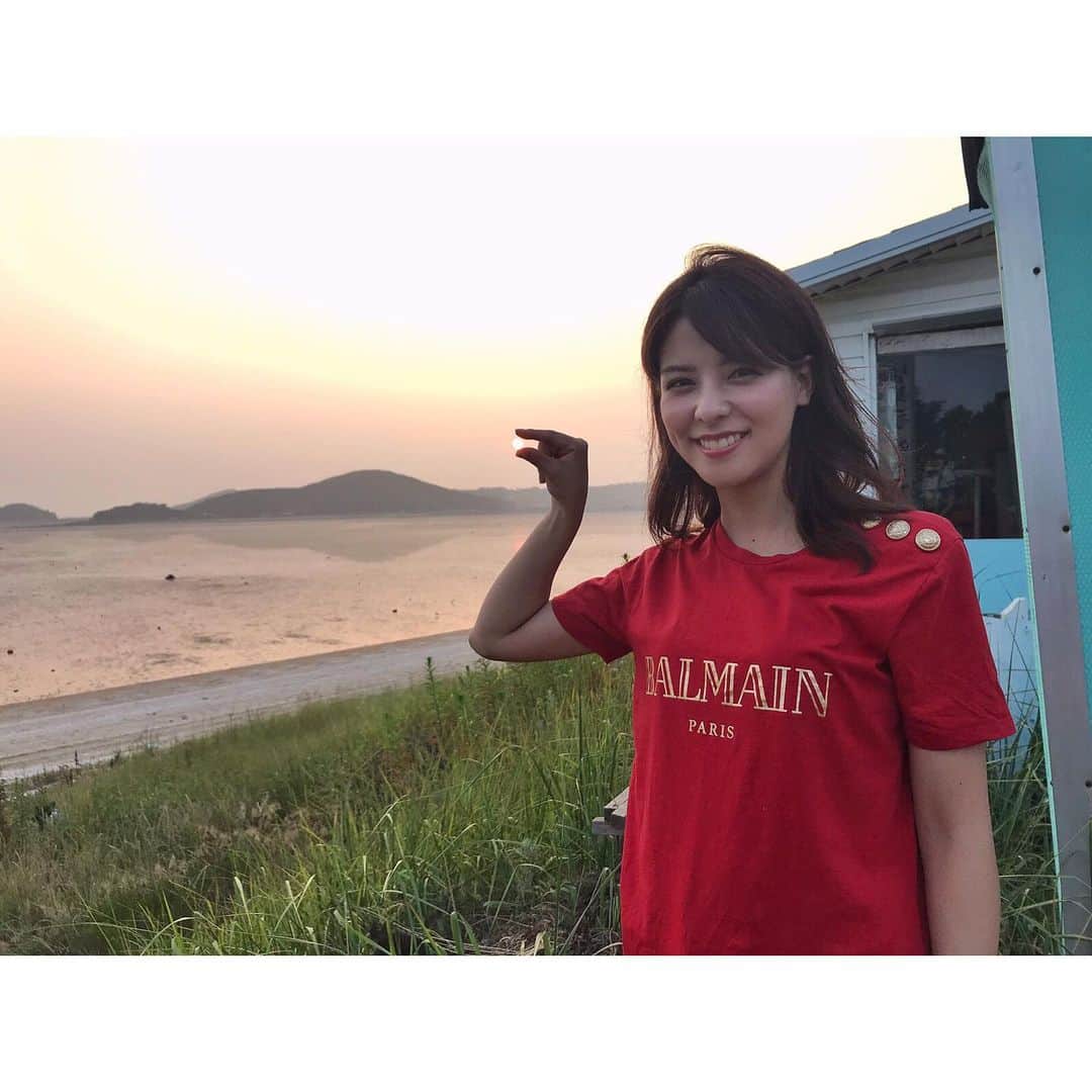 のインスタグラム：「. 綺麗な夕日😉 예쁜 석양😉 Beautiful sunset😉 #自然#夕日#자연#석양#nature#sunset#美菜私服」