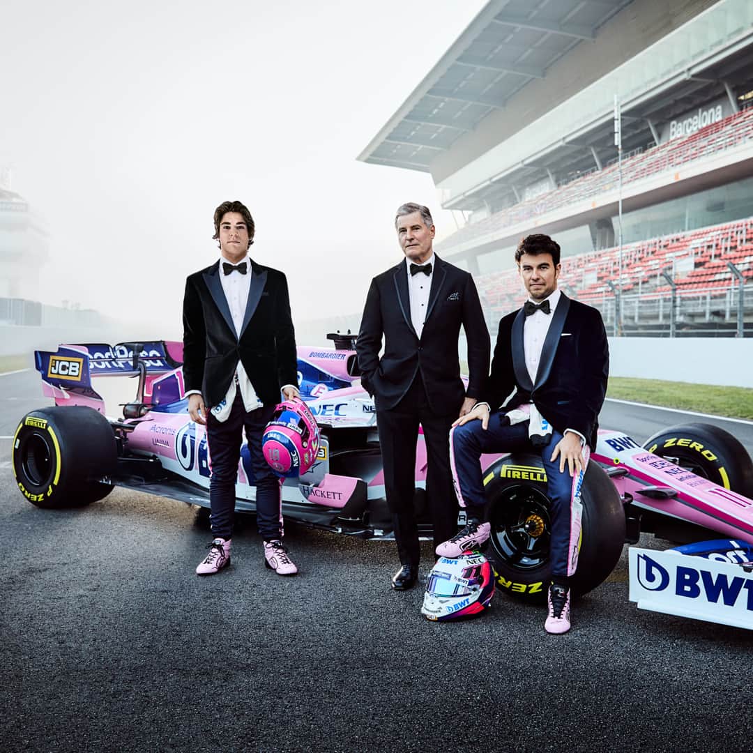 ハケットのインスタグラム：「We’re taking to the track at Silverstone Circuit today for the #britishgrandprix 🏁 We're raring to get the racing underway - best of luck to @racingpointf1 from us all at Hackett! 📷 @lance_stroll @mrjhackett @schecoperez」