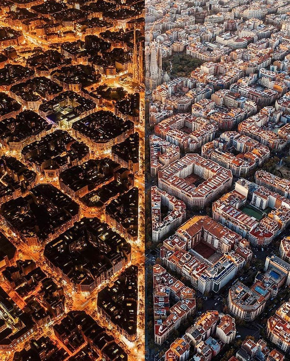 Canon Photographyさんのインスタグラム写真 - (Canon PhotographyInstagram)「This night and day shot from Barcelona is just sensational! Do you prefer cities at night or during the day?  Photography | @willcheyney  Barcelona, Spain  #canon_photos #barcelona #spain #nightandday #dronestagram」7月15日 0時31分 - cpcollectives