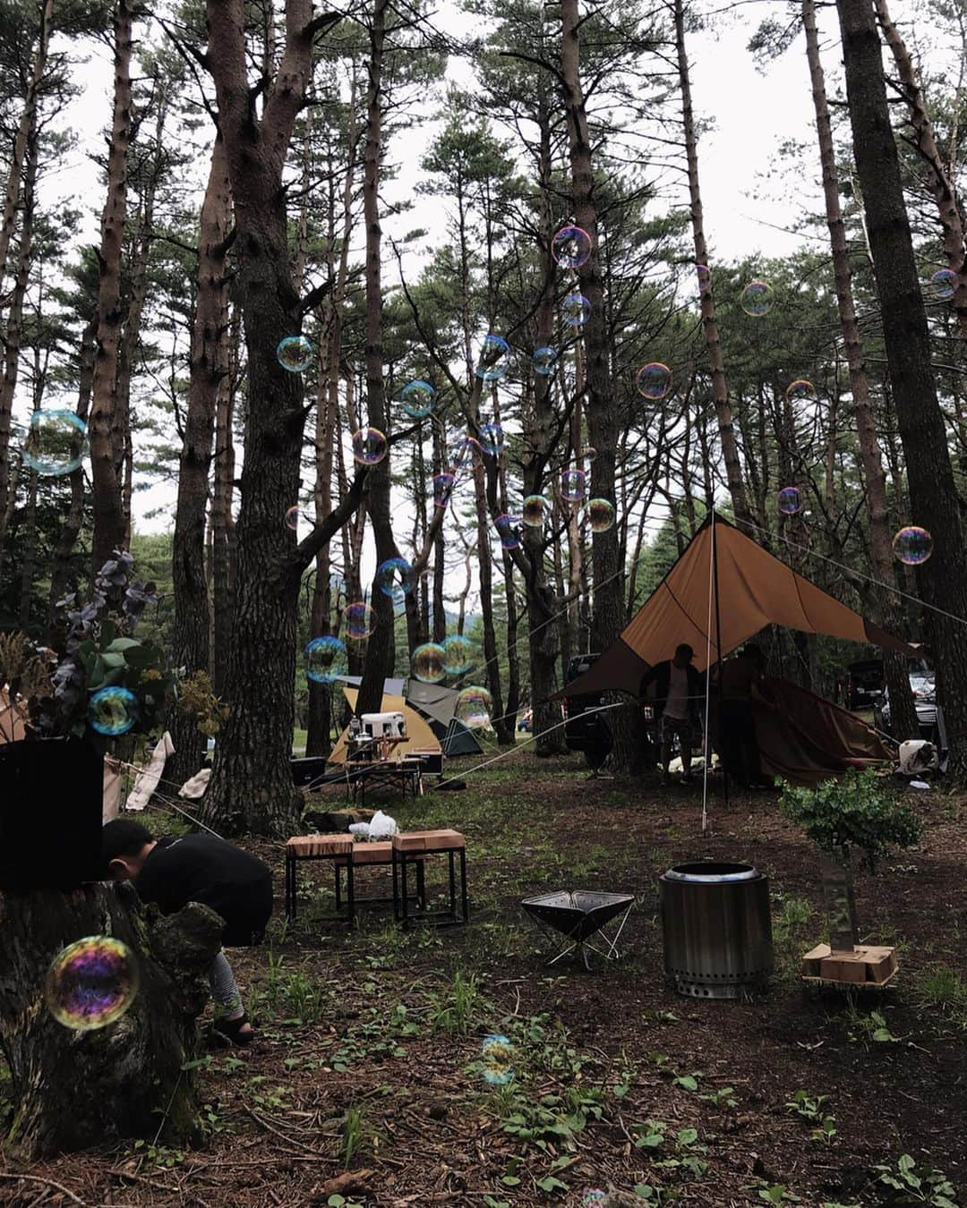 中村真里さんのインスタグラム写真 - (中村真里Instagram)「.﻿ 初キャンプ🏕﻿ RIM.ARKの事業部内にガチのキャンパーが﻿ いるので、みんなで本栖湖へ☺️﻿ ﻿ リフレッシュ出来てとてもいい時間だった〜﻿ ﻿ 都会でせかせかとした毎日だから、﻿ 自然の中で過ごす事に幸せを感じたね﻿ ﻿ キャンプに関して知識ゼロの女子たちは﻿ キャンパーの説明にずっと感動していた﻿😂」7月15日 0時31分 - _marinakamura_