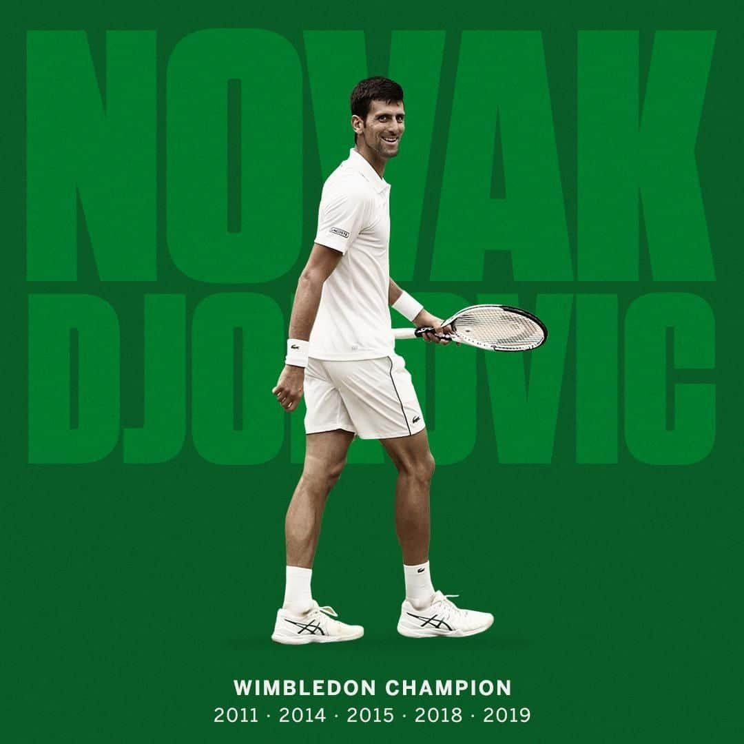 espnさんのインスタグラム写真 - (espnInstagram)「Back-to-back champ 👏 @djokernole wins his 5th #WimbledonFinal and 16th major title!」7月15日 3時32分 - espn