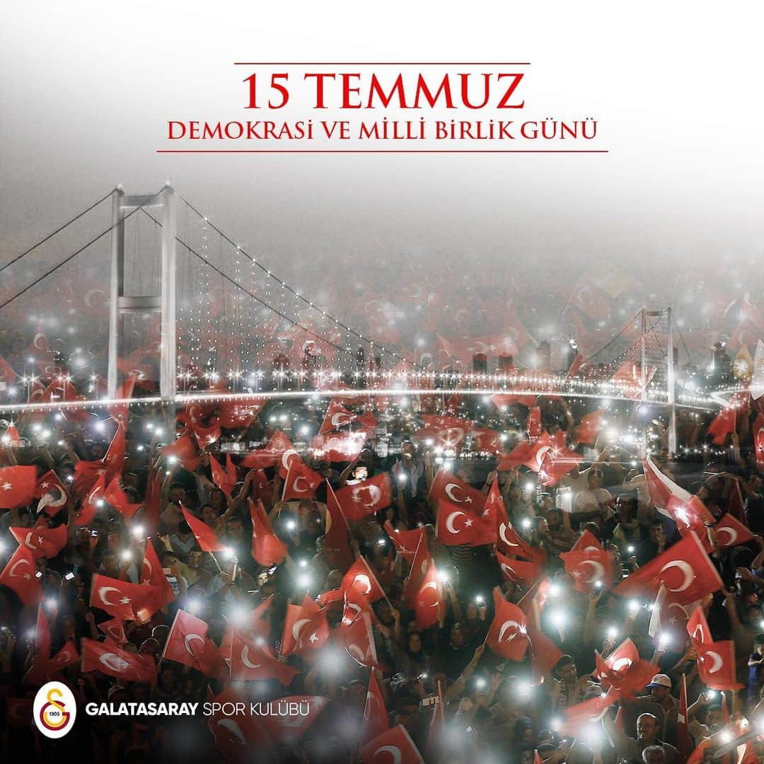 ガラタサライSKさんのインスタグラム写真 - (ガラタサライSKInstagram)「15 Temmuz darbe girişiminin 3. yıl dönümünde, demokrasi destanı yazan milletimize bir kez daha teşekkür ediyor; aziz şehitlerimize Allah’tan rahmet, ailelerine sabırlar diliyor, gazilerimize şükranlarımızı sunuyoruz.」7月15日 6時00分 - galatasaray