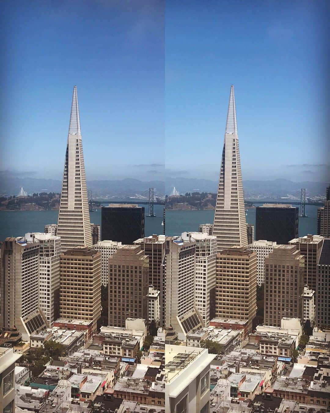 ブライアン・メイさんのインスタグラム写真 - (ブライアン・メイInstagram)「One of my favourite views in the world. 💥💥💥💥 The Transamerica Pyramid to me is a beautiful piece of architecture. I find it sad that so many of our cities - especially London - are now becoming obliterated by random ugliness.  San Francisco to me is like a fledgling Rome - it manages to make its present harmonise with its illustrious history.  In the background the Bay Bridge - another modern marvel.  Bri」7月15日 6時30分 - brianmayforreal