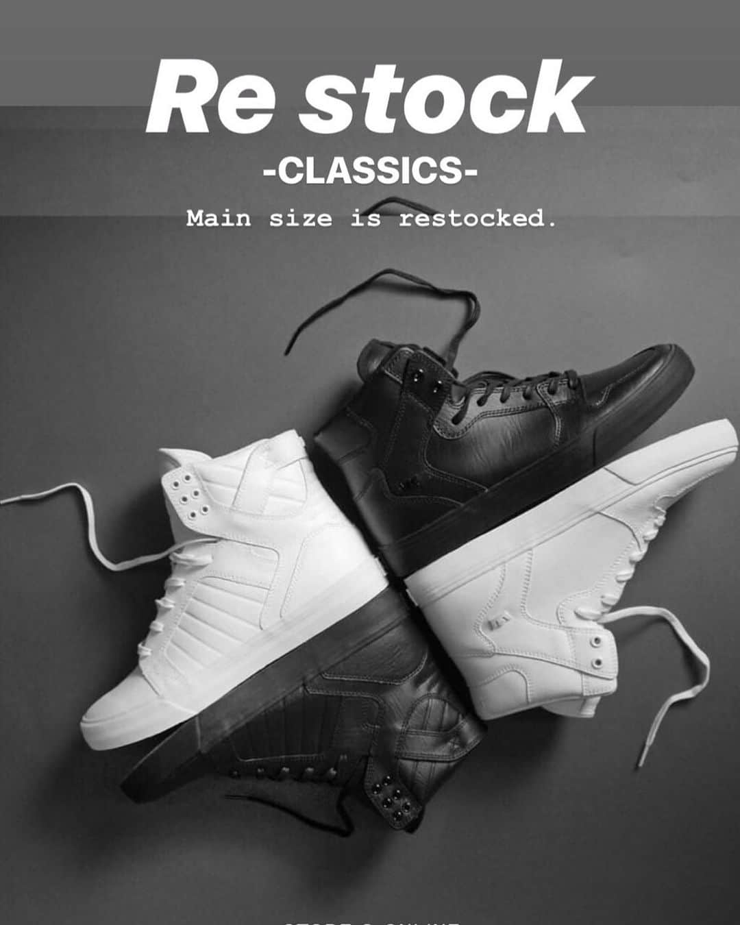 SUPRA TOKYOさんのインスタグラム写真 - (SUPRA TOKYOInstagram)「-CLASSICS- “VAIDER&SKYTOP”  Main Size Re stock  STORE&ONLINE  #supratokyo#sneaker#classics」7月15日 9時26分 - supratokyo