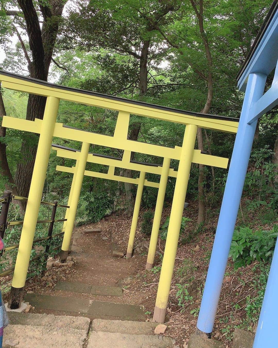 手島優さんのインスタグラム写真 - (手島優Instagram)「織姫神社にも行きましたよー⛩  ゆっくり参拝出来て嬉しかったです🤗  7色の鳥居キレイでした🌈✨ おみくじ引いたら大吉だったのだけど、ホントに大吉か？っていう内容。笑  ま、いっか✌️ 開運うたがいないとの事なので静かに待ちまひょーっと✨🍀✨ そーいえばこの日、、 雨だったのに織姫神社着いた時にはめちゃくちゃ晴れた☀️ 私ってばやっぱりスーパー晴れ女だわ🌞 強運てじーSUN✨  #織姫神社 #7色の鳥居 #みんなもぜひ #おみくじ #大吉 #今年おみくじ引くと全部大吉 #そんな気がする」7月15日 17時50分 - tejimayuu0827