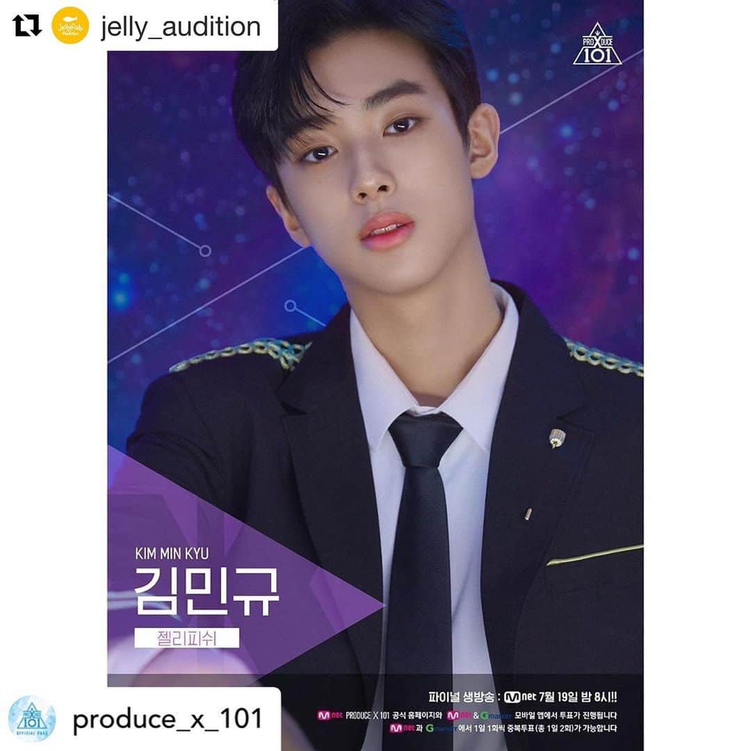 Jellyfish Entertainmentさんのインスタグラム写真 - (Jellyfish EntertainmentInstagram)「#Repost @jelly_audition with @get_repost ・・・ 파이널 진출 20인 포스터 공개! . 김민규 I 젤리피쉬 . 국민 프로듀서님, 당신의 소년에게 투표해주세요! . <프로듀스 X 101>  7/19(금) 저녁 8시 파이널 생방송 . == . Final 20 Trainees Poster Reveal! . KIM MIN KYUㅣJellyfish . National Producers, Vote For Your Boy! . <PRODUCE X 101> 7/19(FRI) 8PM KST Final Episode . #프로듀스X101 #PROUDCE_X_101 #엠넷 #Mnet #프로듀스101 #PRODUCE101」7月15日 18時21分 - jellyfish_stagram