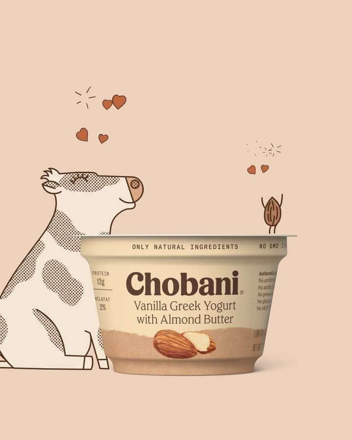 Chobaniのインスタグラム：「Introducing Chobani Greek Yogurt with Nut Butter, inspired by one of your favorite combinations. Our protein-rich Greek yogurt is layered on thick atop a creamy, smooth and stirrable layer of healthy fat nut butter. Available in satisfying flavor pairings — Vanilla Greek Yogurt with Almond Butter, Honey Greek Yogurt with Almond Butter, Vanilla Greek Yogurt with Cashew Butter, Chocolate Greek Yogurt with Hazelnut Butter, and Sweetened Plain Greek Yogurt with Almond Butter — each one a perfect match. Tag a nut butter lover!」
