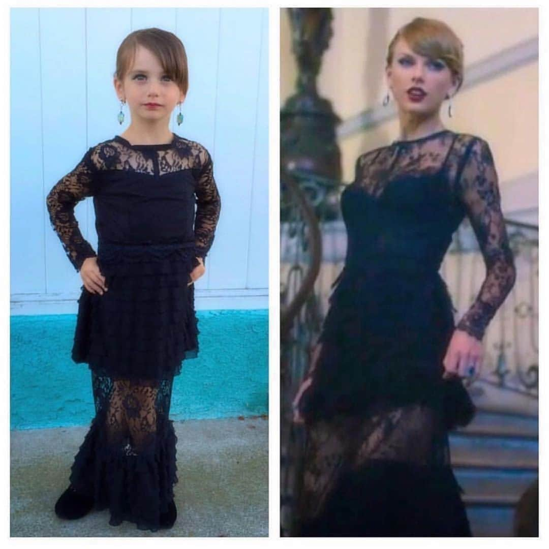 Saraのインスタグラム：「This is the dress my mom made me for Halloween a few years ago and it’s still my favorite thing she made me! I saw Taylor’s dress in the blank space video and I knew that’s what I wanted to be for Halloween! . . . #lillystaylortuesday #blankspace #halloweencostume #taylorswift #photorecreation #taylorswifthalloweencostume #swiftie #swifties #swiftiesforever #swiftieforlife #istandwithtaylor #loveralbum #taylornation #mymommadeforme @taylorswift」