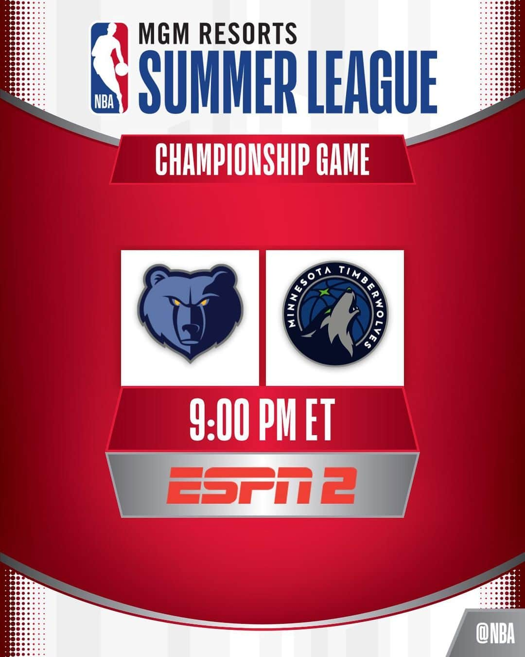 NBAさんのインスタグラム写真 - (NBAInstagram)「The 2019 @nbasummerleague title game features the @memgrizz & @timberwolves at 9:00pm/et ESPN2! 🏆 #NBASummer」7月16日 3時54分 - nba