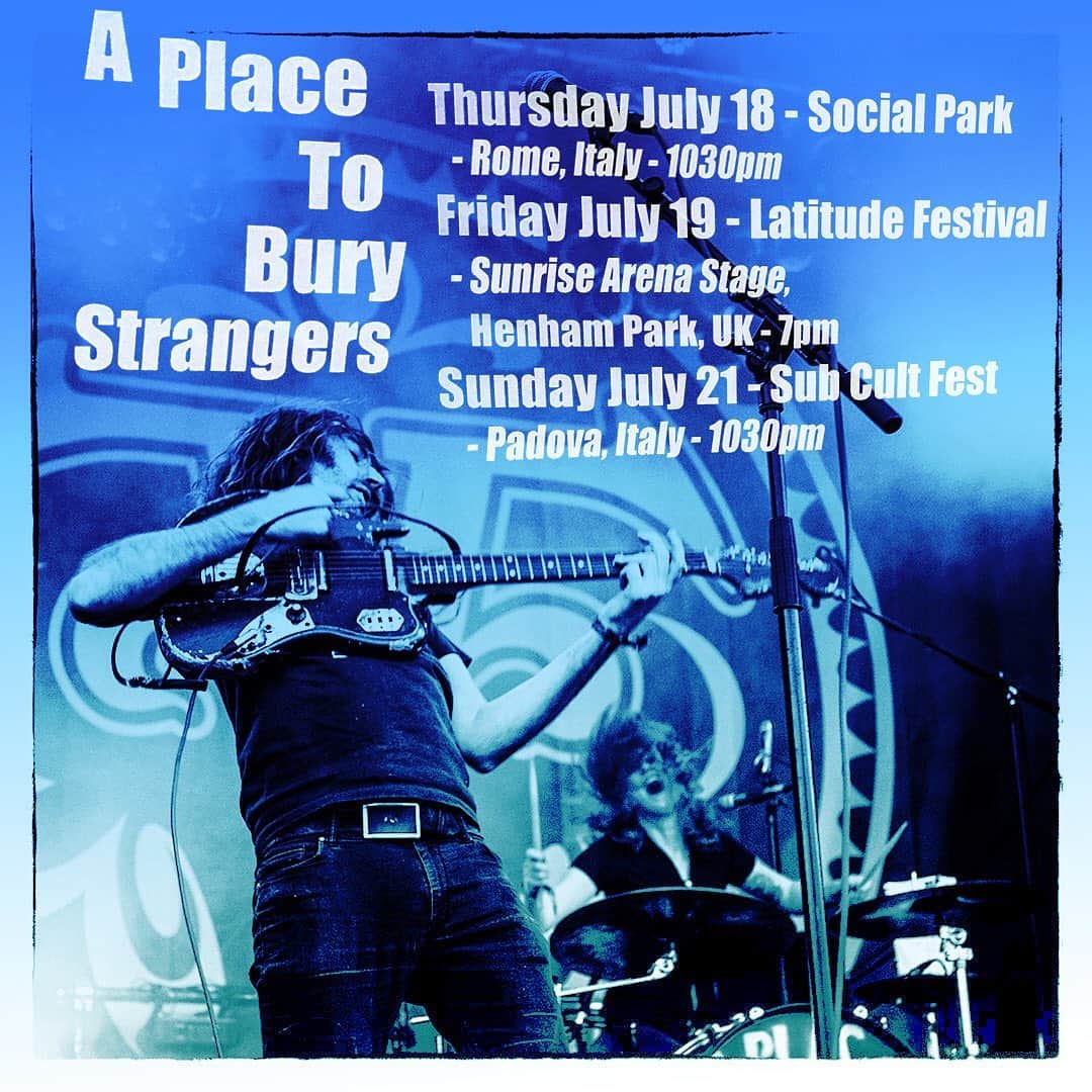 A Place to Bury Strangersのインスタグラム：「We’re off to Italy and England this week for three festivals:  Thursday July 18 - Social Park- - Rome, Italy 1030pm  Friday July 19 - @latitudefest - Sunrise Arena Stage (7pm), Henham Park, UK with @primalscreamofficial & @khruangbin & @nenehcherryofficial & @gomeztheband & @jennydianlewis & crows_band & @foxing  Sunday July 21 - @Subcultfest_ - Padova, Italy - 1030pm  Photo by @clemensmitscher  #festivals #musicfestival #rome #henhampark #subcultfest #latitudefest #socialpark #socialparkrome #aptbs #aplacetoburystrangers #clemensmitscher #photobyclemensmitscher」