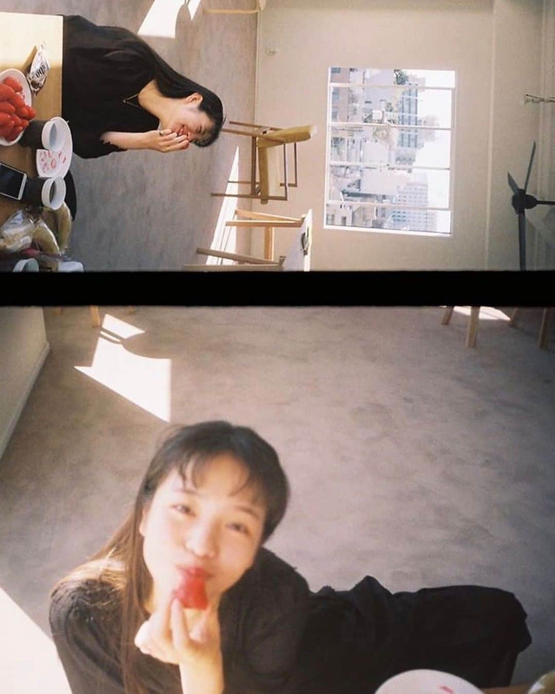 花盛友里のインスタグラム：「Shooting for #まゆうだけ  大好きすぎるまゆうちゃんの書籍の撮影をさせてもらえた上に表紙になって本当に嬉しい、、！！ この写真は撮影終わりにイチゴ食べてるかわい子ちゃん♡ まゆうちゃん２０歳おめでとうううううう、そして、ほんとうにありがっとうううう！」
