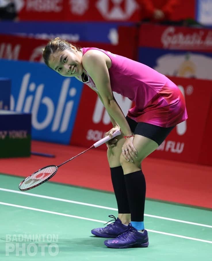 ラチャノック・インタノンのインスタグラム：「Today actions, see you again on Thursday 😘🤨 #blibliindonesiaopen2019」