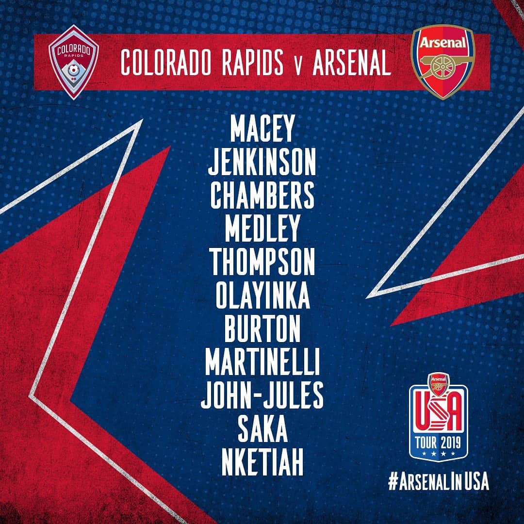 アーセナルFCさんのインスタグラム写真 - (アーセナルFCInstagram)「✅ First pre-season lineup 🚨 Here’s how we start against @coloradorapids 🚨  #ArsenalinUSA #tour #Colorado #arsenal」7月16日 9時00分 - arsenal