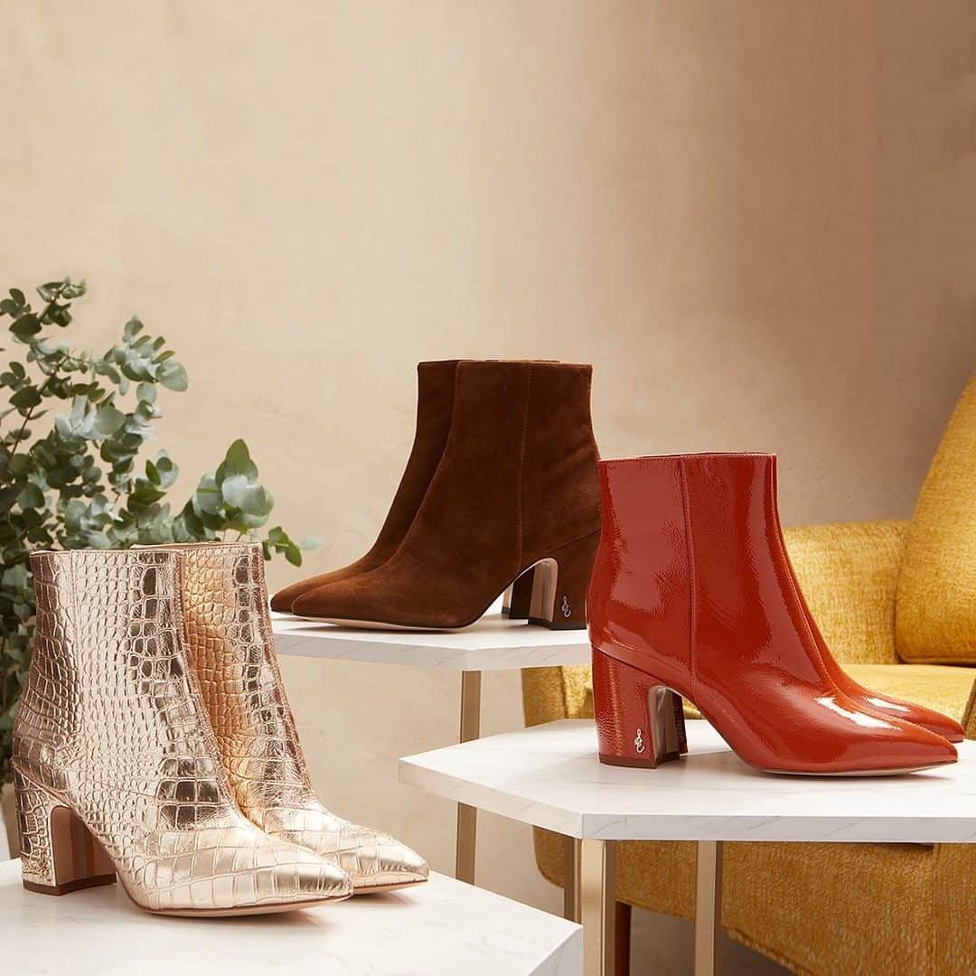 サムエデルマンのインスタグラム：「Our Hilty bootie is back and better in new season colors!」
