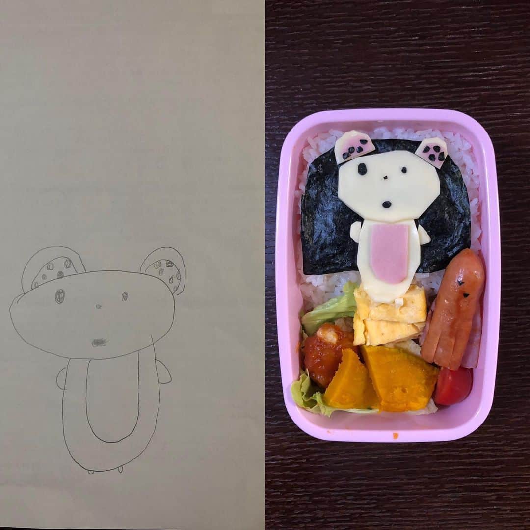 尾関高文さんのインスタグラム写真 - (尾関高文Instagram)「‪一学期最後のお弁当。娘が描いたクマの目がうつろで心配になる。自分の将来に漠然とした不安を感じているクマなのだろうか。いよいよ夏休みが始まる！‬」7月16日 10時52分 - ojecky