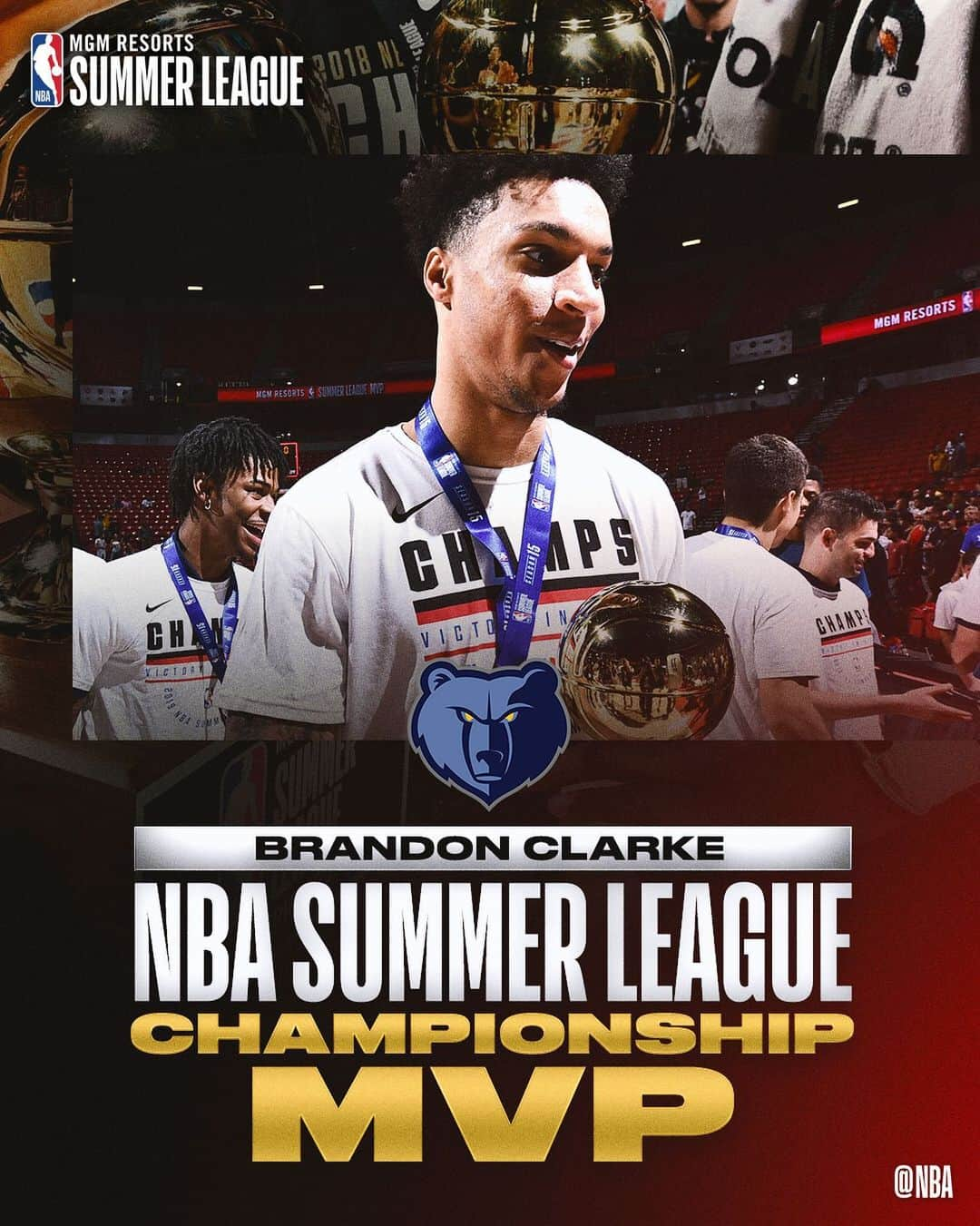 NBAさんのインスタグラム写真 - (NBAInstagram)「@brandon_clarke23 puts up 15 points, 16 boards, 4 assists & 3 blocks to become @nbasummerleague championship game MVP!」7月16日 12時43分 - nba