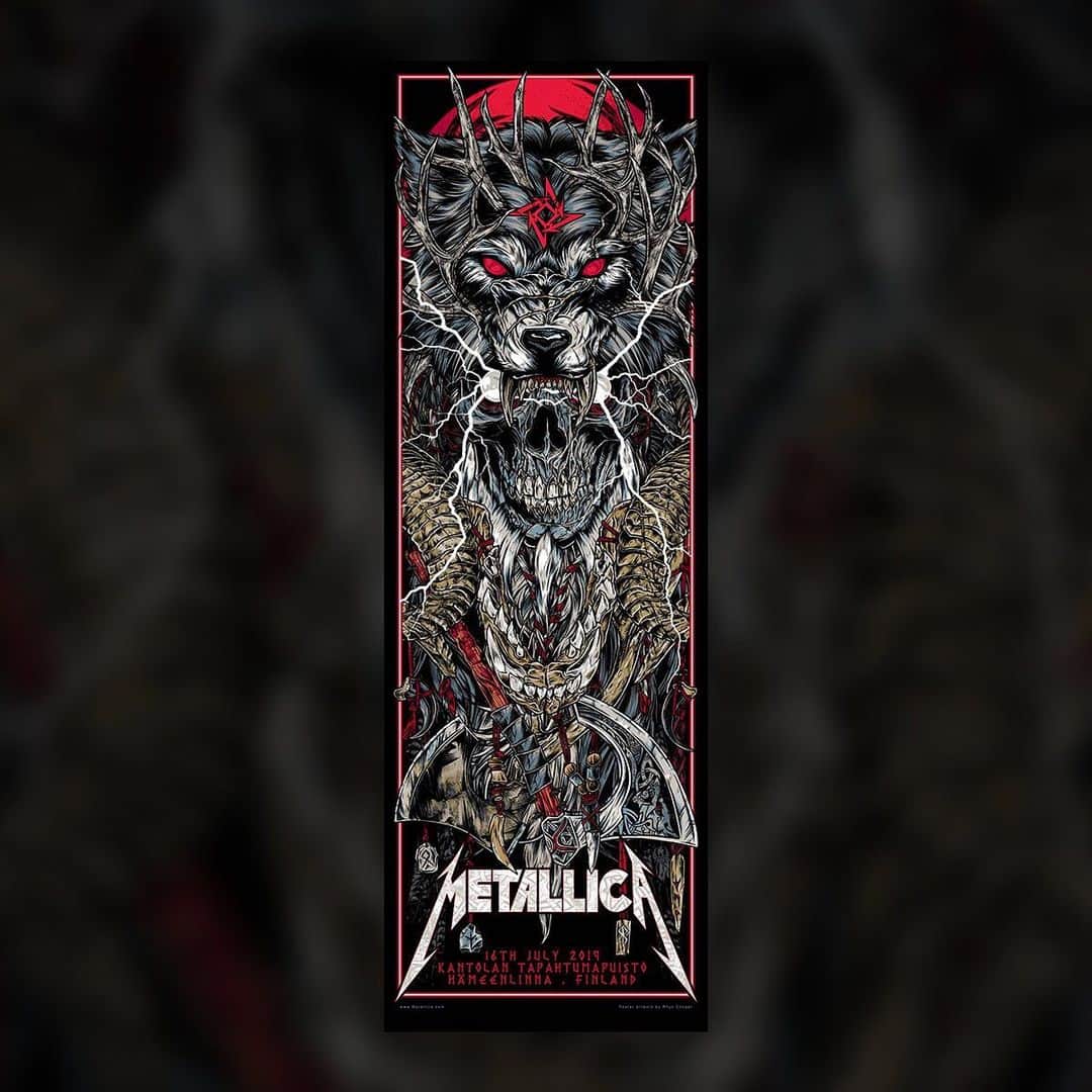 メタリカさんのインスタグラム写真 - (メタリカInstagram)「TONIGHT IN HÄMEENLINNA 🇫🇮 KANTOLAN TAPAHTUMAPUISTO 🇫🇮 ・・・ @thebandghost and @bokassaband kick off the show! ・・・ Poster Art: @studioseppuku Enhanced Experience Poster Art: @delicious_design_league ・・・ #MetInHameenlinna #WorldWired #Metallica」7月16日 14時02分 - metallica