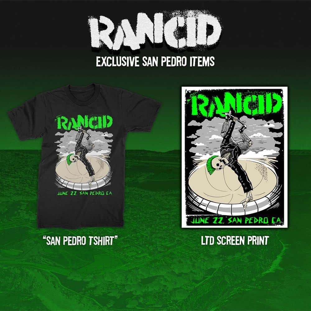 Rancidさんのインスタグラム写真 - (RancidInstagram)「San Pedro, we have exclusive merch available today at @gnarlytownfest. ➡️ Swipe for set times  Art by @ernieparada」6月22日 22時37分 - rancid