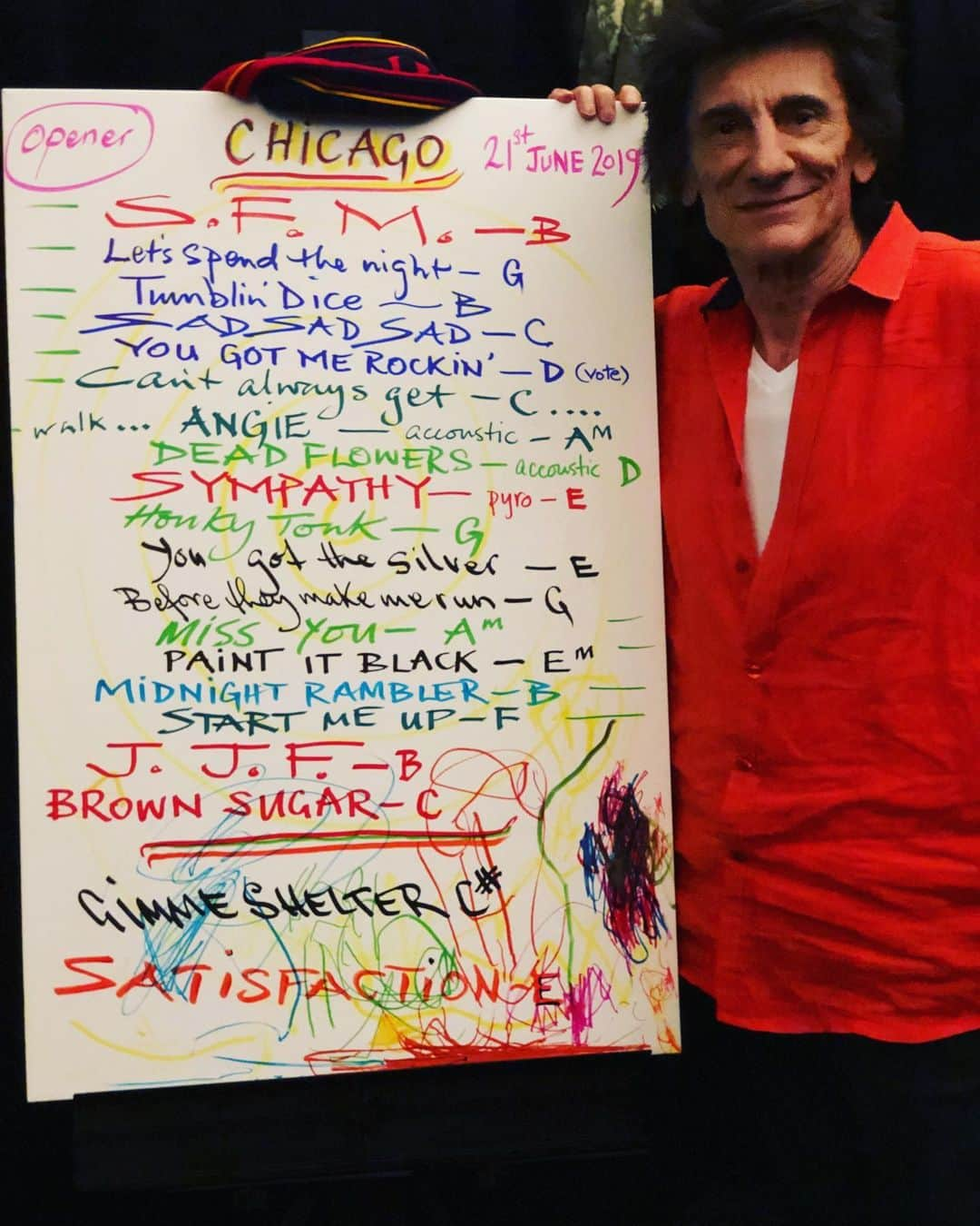 ロン・ウッドさんのインスタグラム写真 - (ロン・ウッドInstagram)「‪Thank you #Chicago 🎸👍 #setlist @soldier_field @therollingstones 🎸💪👍🎤🎼‬ #nofiltertour」6月22日 14時19分 - ronniewood