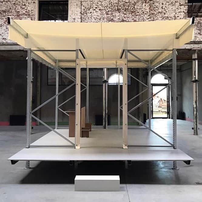 ジャンポールレスパナールのインスタグラム：「. Design As We Speak @stephanebarbierbouvet exhibition @zaventemateliers curated by @dimitrijeurissen  My love for industrial shelves has been fulfilled ❤️ #cabana」
