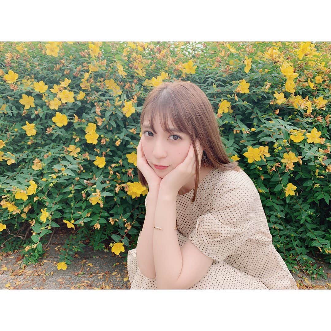 松岡菜摘のインスタグラム：「. . 雨降らなくてよかったぁ☺︎ . #お花 #flower #🌼」