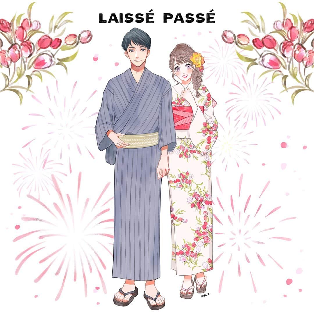 みーこさんのインスタグラム写真 みーこinstagram レッセ パッセ様 Laisse Passe のオリジナル浴衣のイラストを描かせていただきました 上品なお花の柄がとっても素敵で 大人っぽく落ち着きと可愛さを持ち合わせた浴衣です Sns上のほか 店頭