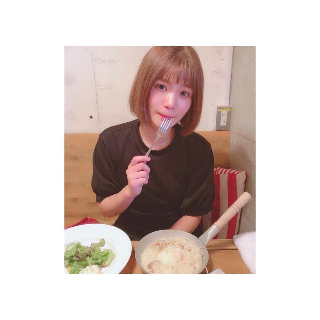 桜井りおなのインスタグラム：「カルボナーラリゾットㅤㅤㅤㅤ ひびきがもうおいしいㅤㅤㅤㅤ ㅤㅤㅤㅤ ㅤㅤㅤㅤㅤㅤㅤㅤ  #instafood #渋谷グルメ #東京基地 #リゾット #lunch #桜井りおな」
