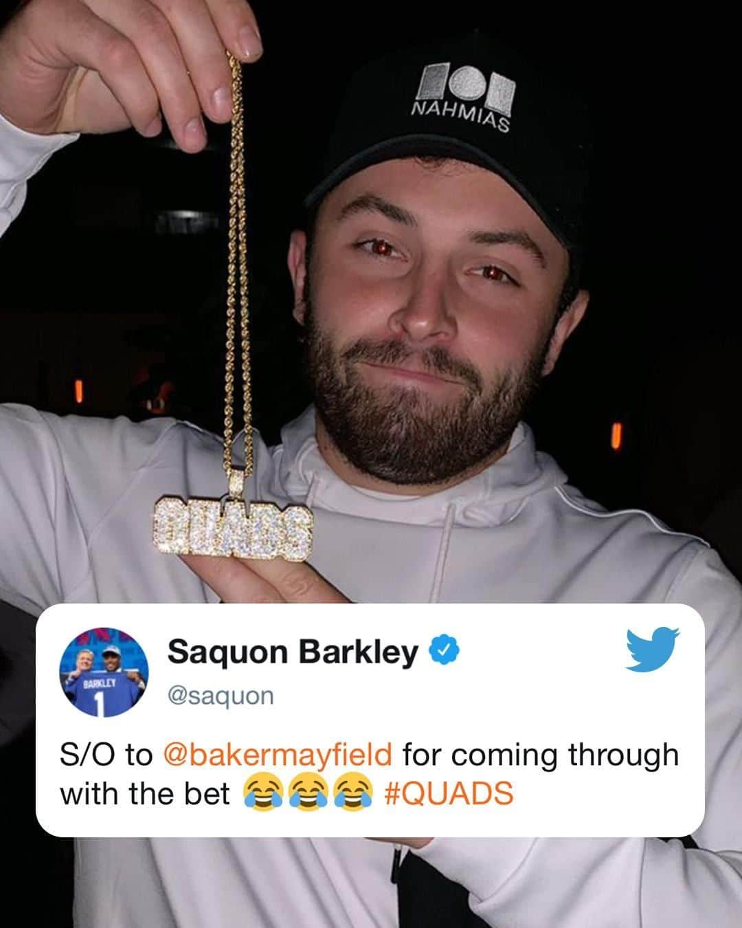 スポーツセンターさんのインスタグラム写真 - (スポーツセンターInstagram)「Baker held his end of the bargain and got Saquon this custom chain for winning Rookie of the Year 🔥」6月22日 23時45分 - sportscenter