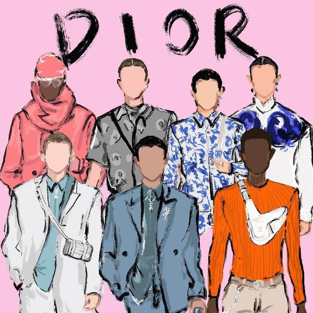 JiweiJWさんのインスタグラム写真 - (JiweiJWInstagram)「@dior boys illustration by JiweiJW #dior #men #menswear #fashion #illustration」6月23日 0時14分 - jiweijw