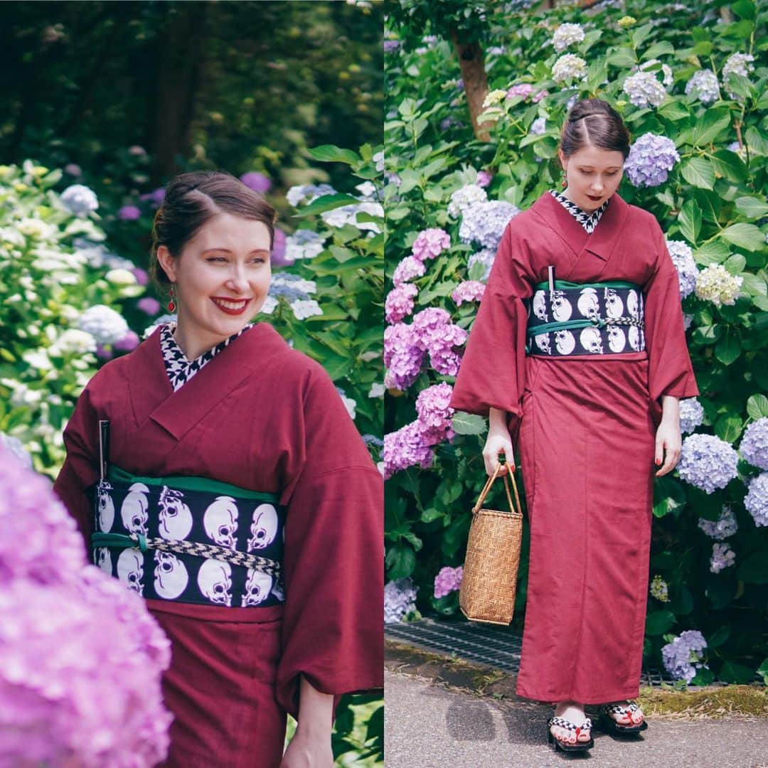 Anji SALZさんのインスタグラム写真 - (Anji SALZInstagram)「Summer kimono #ootd from the other day. Rainy season means hydrangea season 💙💜💚 Took so many pictures in Kamakura so please don’t mind me spamming these over the course of the next week 🤪 梅雨イコール紫陽花❤️ Obi: @modoribashi.kento.watanabe 📷: @ets  #mainichikimono #salztokyo」6月23日 0時31分 - salztokyo