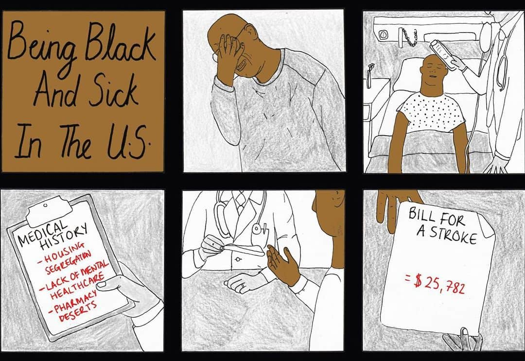 VICEさんのインスタグラム写真 - (VICEInstagram)「Being Black in America is a health risk. It's time for reparations.  Congress held the first hearing on reparations for Black Americans since 2007 on Wednesday.  While history offers ample justification for reparations, there’s an especially undeniable set of circumstances that illustrate the need to move forward with H.R. 40: Black people in the United States have, since slavery, been systematically overexposed to health risks while also being deprived of healthcare. This lethal combination continues to cause suffering and death, as well as a massive and measurable loss of wealth, because it is expensive to be sick in the U.S. 🎨: @monachalabi」6月23日 2時05分 - vice