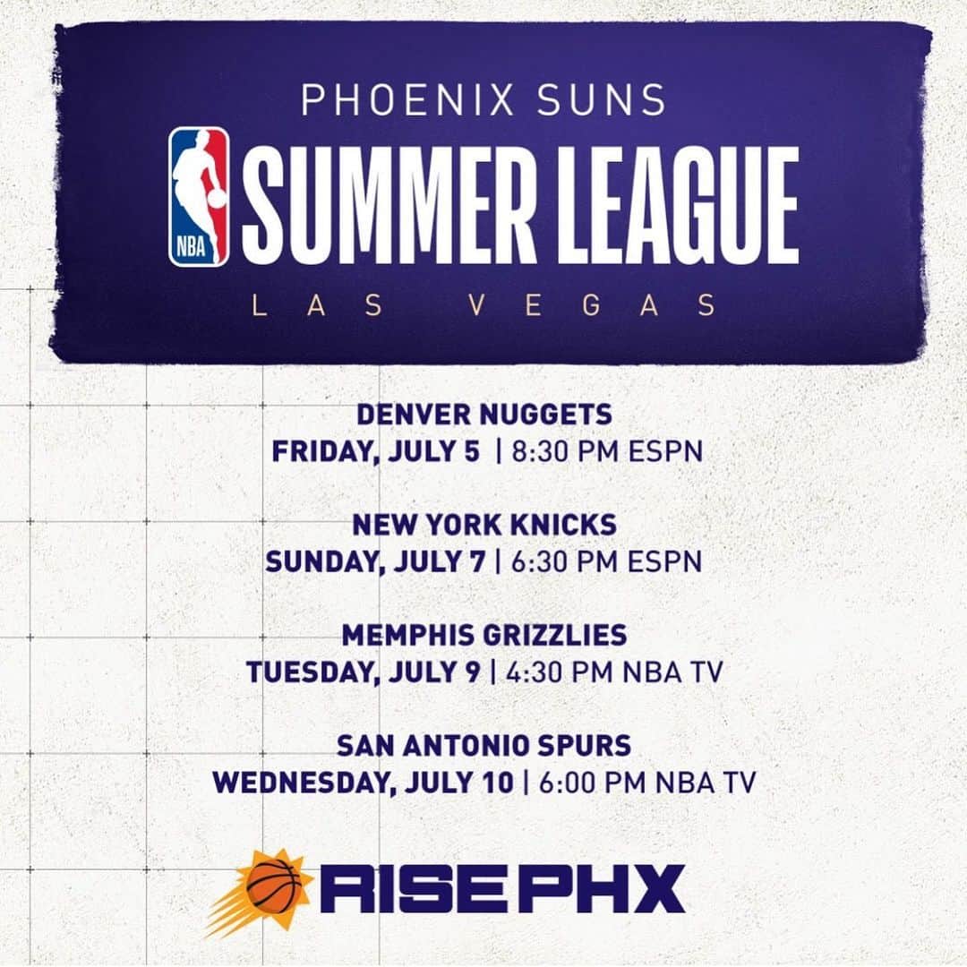 フェニックス・サンズさんのインスタグラム写真 - (フェニックス・サンズInstagram)「‪🗓 Mark your calendars.  @nbasummerleague | #RisePHX‬」6月23日 4時48分 - suns