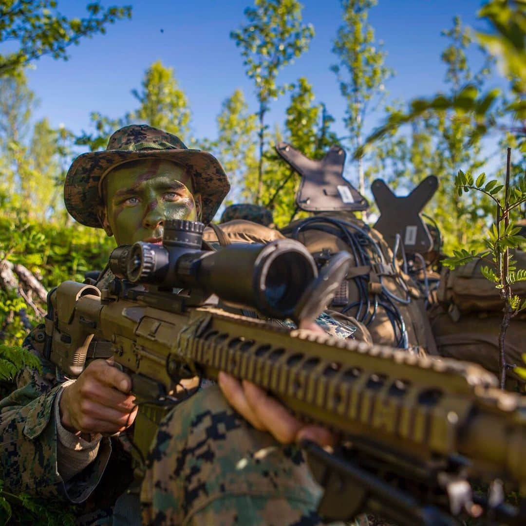 アメリカ海兵隊さんのインスタグラム写真 - (アメリカ海兵隊Instagram)「Ready and Waiting  A scout sniper with Marine Rotational Force-Europe 19.2, @usmcfea, provides security during exercise Valhalla in Blåtind Training Center, Norway, June 14, 2019. (U.S. Marine Corps photo by Lance Cpl. Larisa Chavez)  #Sniper #Marines #USMC #Military #Viking #norwaynature」6月23日 8時57分 - marines