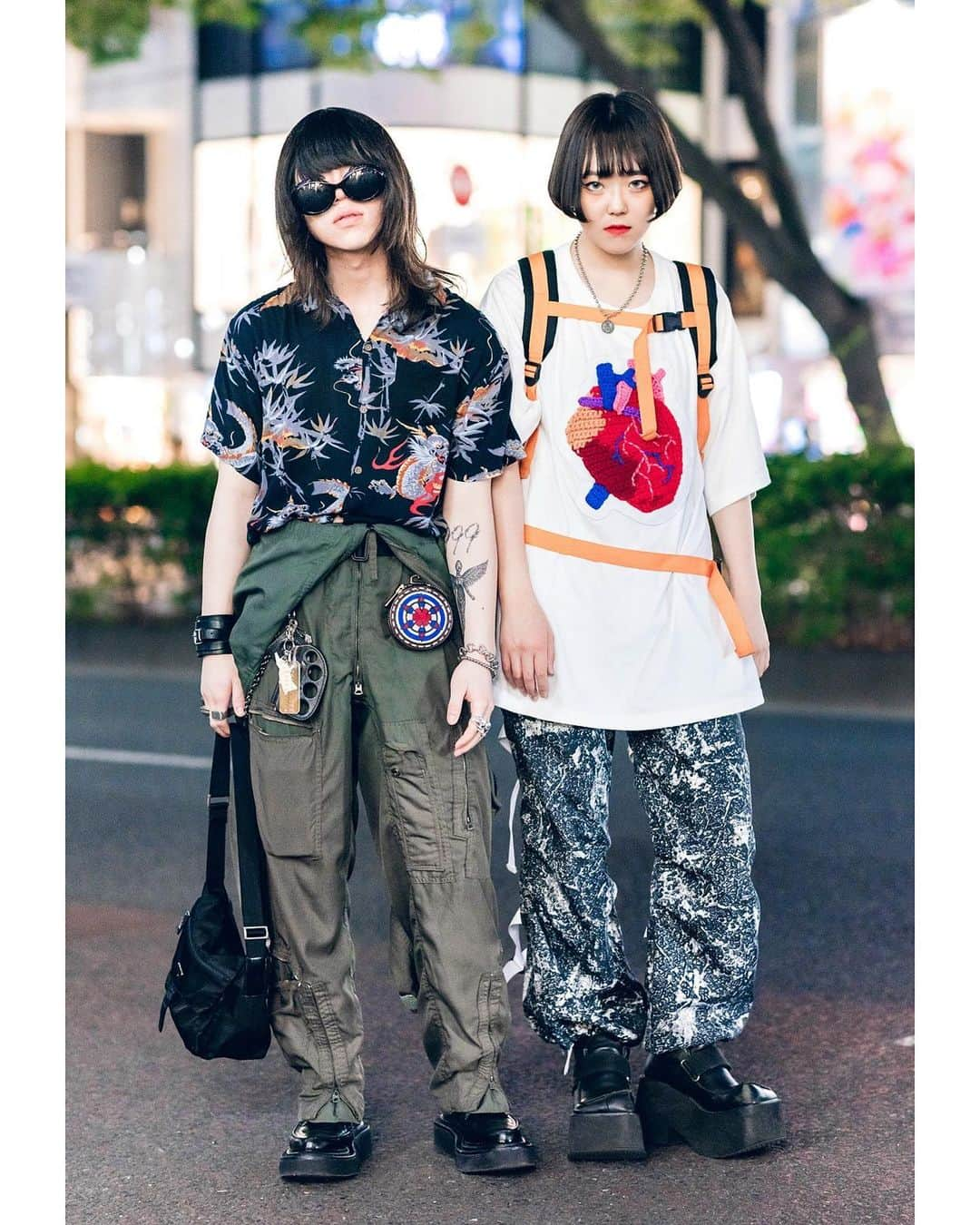 Harajuku Japanさんのインスタグラム写真 - (Harajuku JapanInstagram)「Ryota (@hidoide) - with a Nirvana “In Utero” tattoo on his arm - and Lisa (@_rrr_gram) on the street in Harajuku wearing fashion by John Lawrence Sullivan, Kidill, Unverge, ESC Studio, Black Means, and vintage shops.」6月23日 15時07分 - tokyofashion