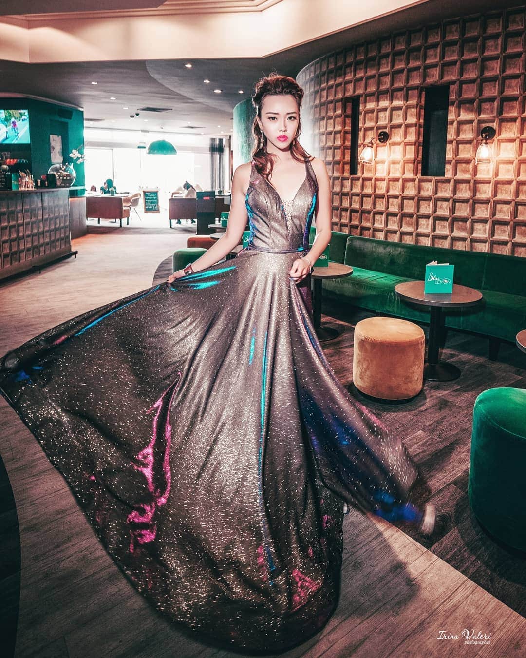 Nicole Chenのインスタグラム：「Walking into July ! Like that ;) Photos by @photographer_irinavaleri #photoshoot #photography #travel #work #djane #dj #beautiful Dress : @lizcamiliacouture Follow @sleeks.co」
