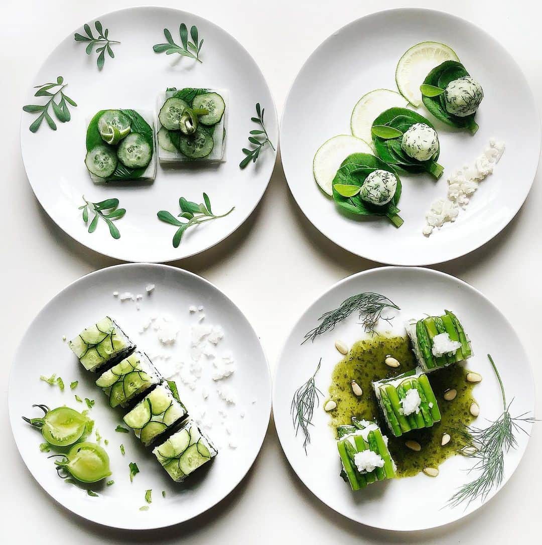 Chinamiさんのインスタグラム写真 - (ChinamiInstagram)「Green Vegetable Salad🌿 #vegetables #green #salad #foodphoto  蒸したり漬けたり立て塩したり、アクを抜いて湯がいたり、潰して混ぜてハーブと混ぜたり、色々試すと新しい発見♫ #野菜 #サラダ」6月23日 23時01分 - chinamiphoto