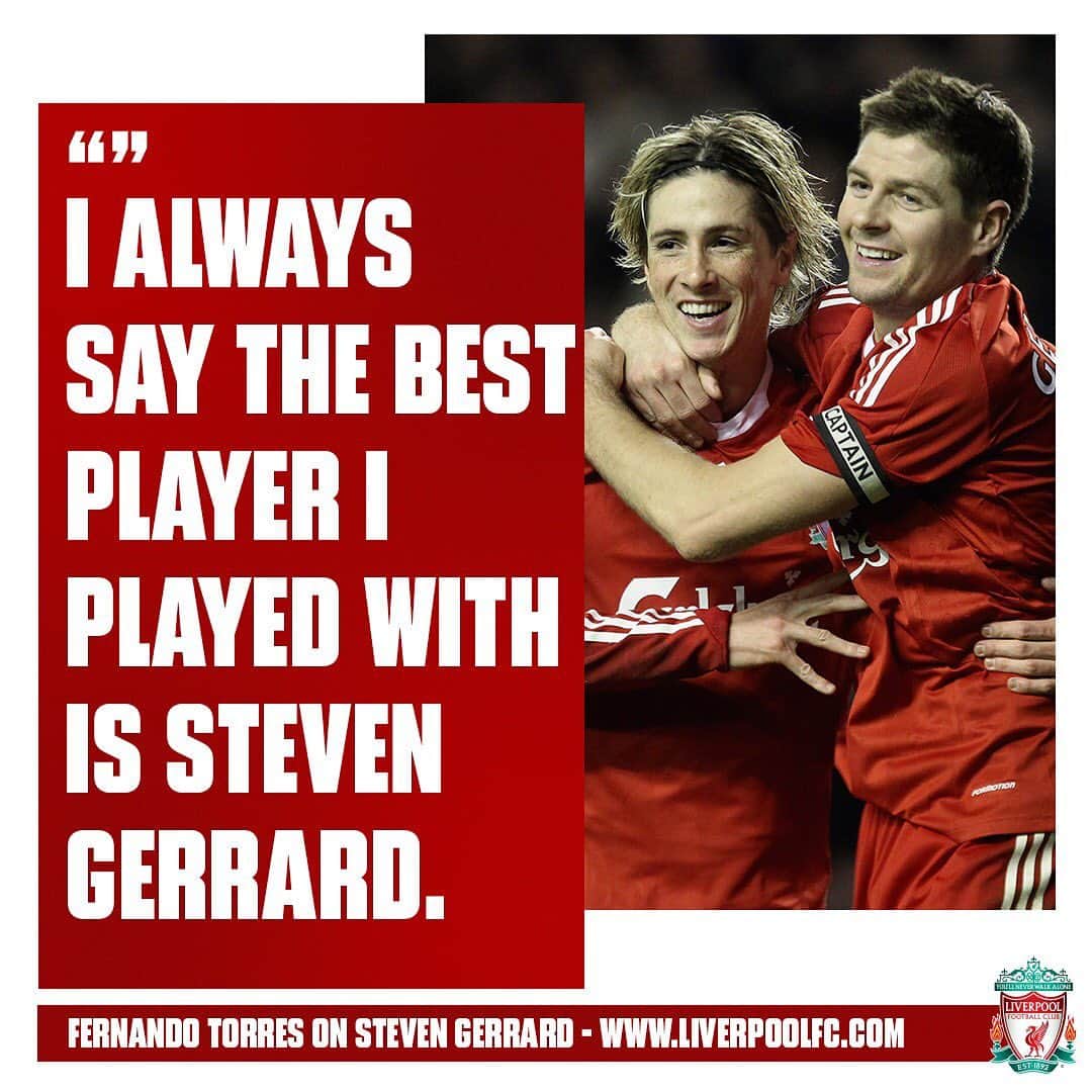 リヴァプールFCさんのインスタグラム写真 - (リヴァプールFCInstagram)「👌 @fernandotorres on @stevengerrard - 🔴 “I think my level got into a different dimension when I was on the pitch with him.” 🔥 #FernandoTorres #StevenGerrard #Torres #Gerrard」6月23日 23時09分 - liverpoolfc