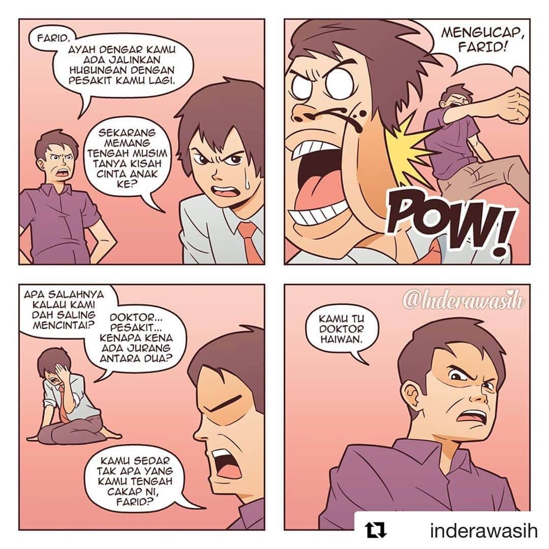 Koleksi Komik Malaysiaさんのインスタグラム写真 - (Koleksi Komik MalaysiaInstagram)「#Repost @inderawasih with @get_repost ・・・ Aku percaya ketegasan seorang ayah itu perlu dalam menjadikan aku manusia. Bila faham konsep ni, semua benda akan nampak logikal. Biasalah kalau kena kejar dengan AK47 setiap kali lepas balik ngaji petang-petang, rasanya semua orang pernah kena. Tough love.  #happyfathersday #komik #komikmalaysia #lawak #lawakking #lawakkeder #lawakkampung #lawakhambar #himpunanbahanlawak #lawaktahapdewa #lawakbodoh #lawakterkini #lawakhangit #lawakmalaysia #lawaklucu #lawaksiyot #lawakpecahperut #gengkomik #komiklokal #komikstrip #komikharian #komiklucu #pelukis #pelukisjalanan #pelukisrindu #pelukismalaysia」6月24日 11時12分 - tokkmungg_exclusive