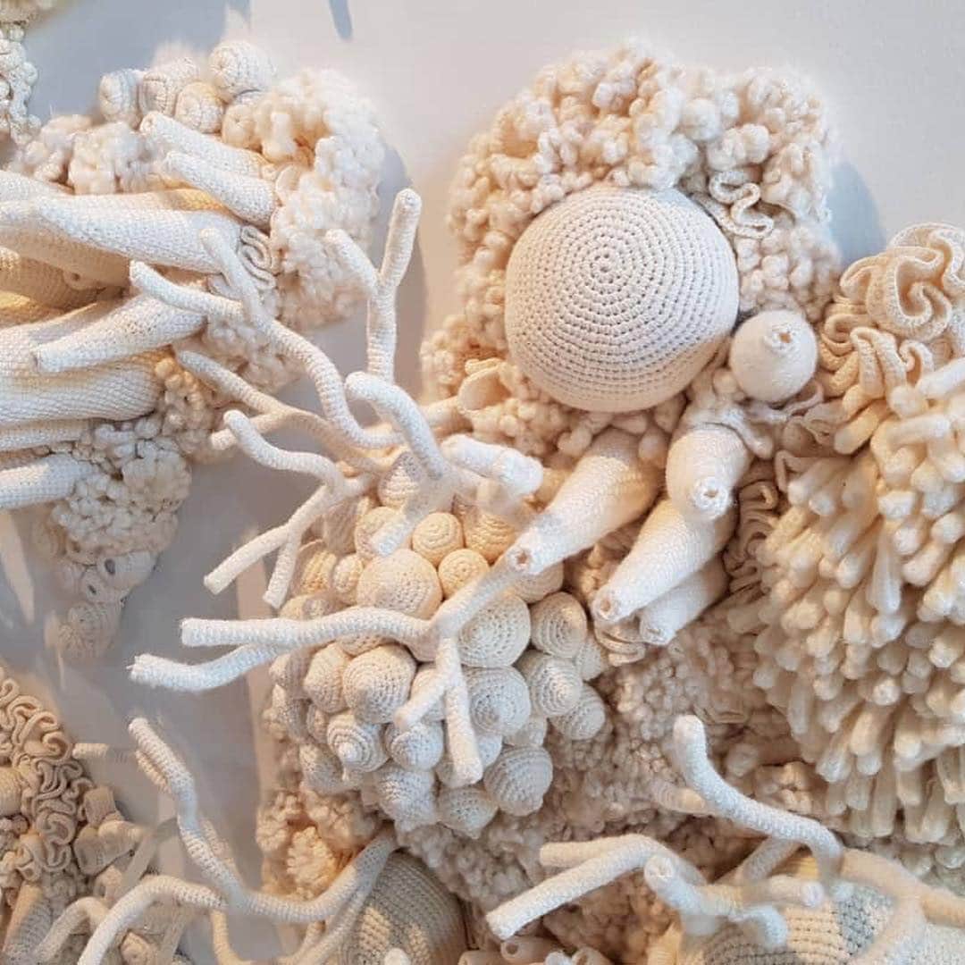 Design Milkさんのインスタグラム写真 - (Design MilkInstagram)「If you can believe it, this #sealife #installation is made entirely of #crochetart by @mangmoel. 🐚」6月24日 3時41分 - designmilk