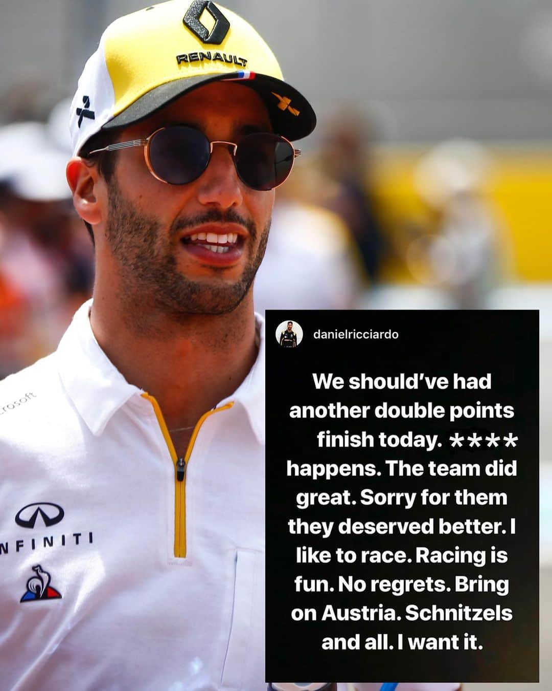 F1さんのインスタグラム写真 - (F1Instagram)「“I’d rather give it a go than not try at all” - Daniel Ricciardo, born racer . #F1 #Formula1 #FrenchGP #Renault #Ricciardo」6月24日 3時43分 - f1